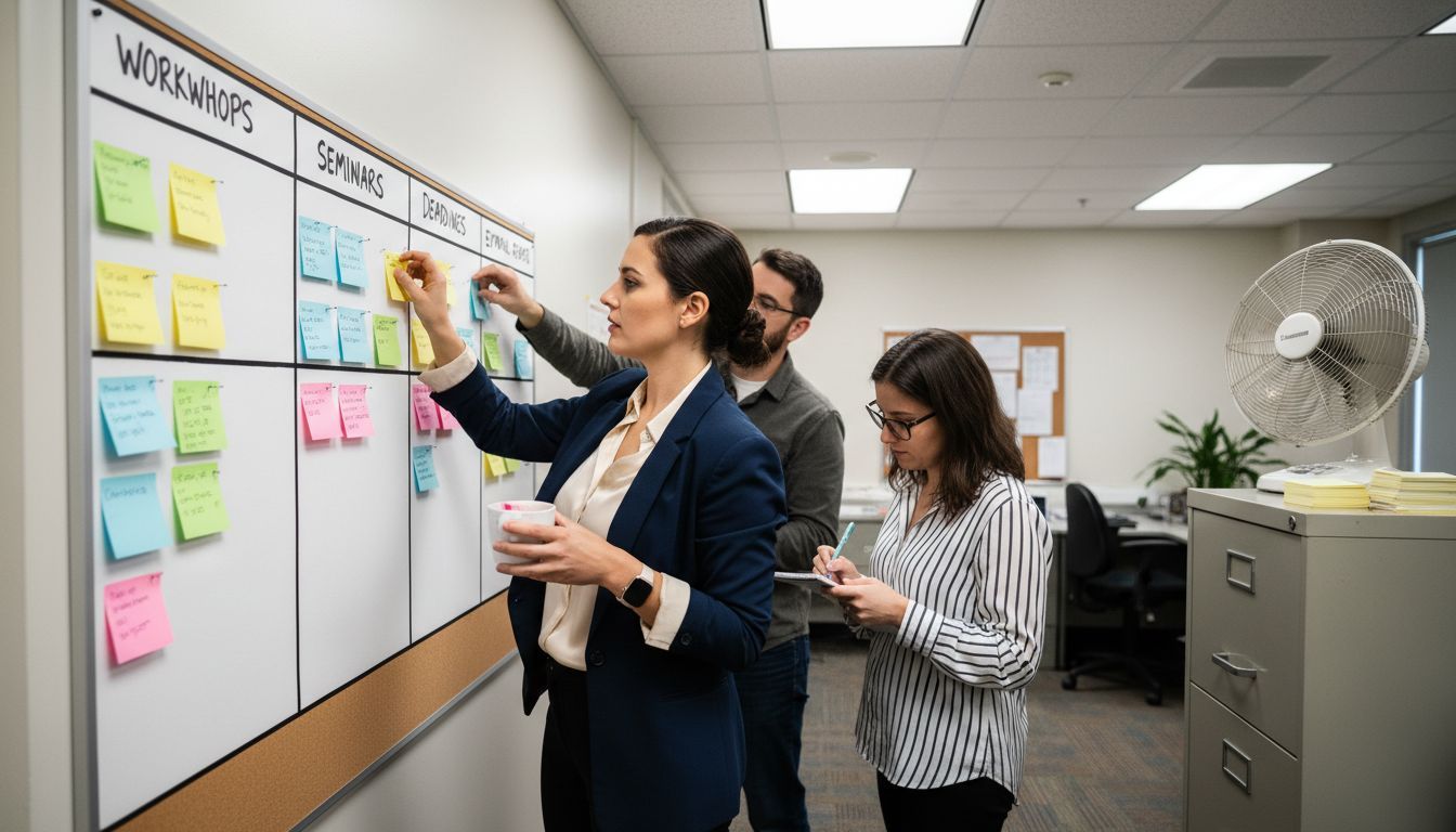 Team schedules events with color-coded cards