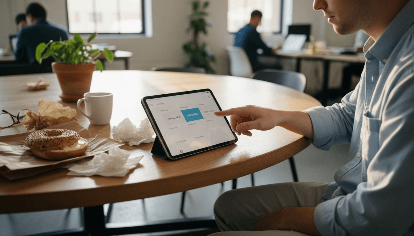 Person using scheduling app marking unavailable times