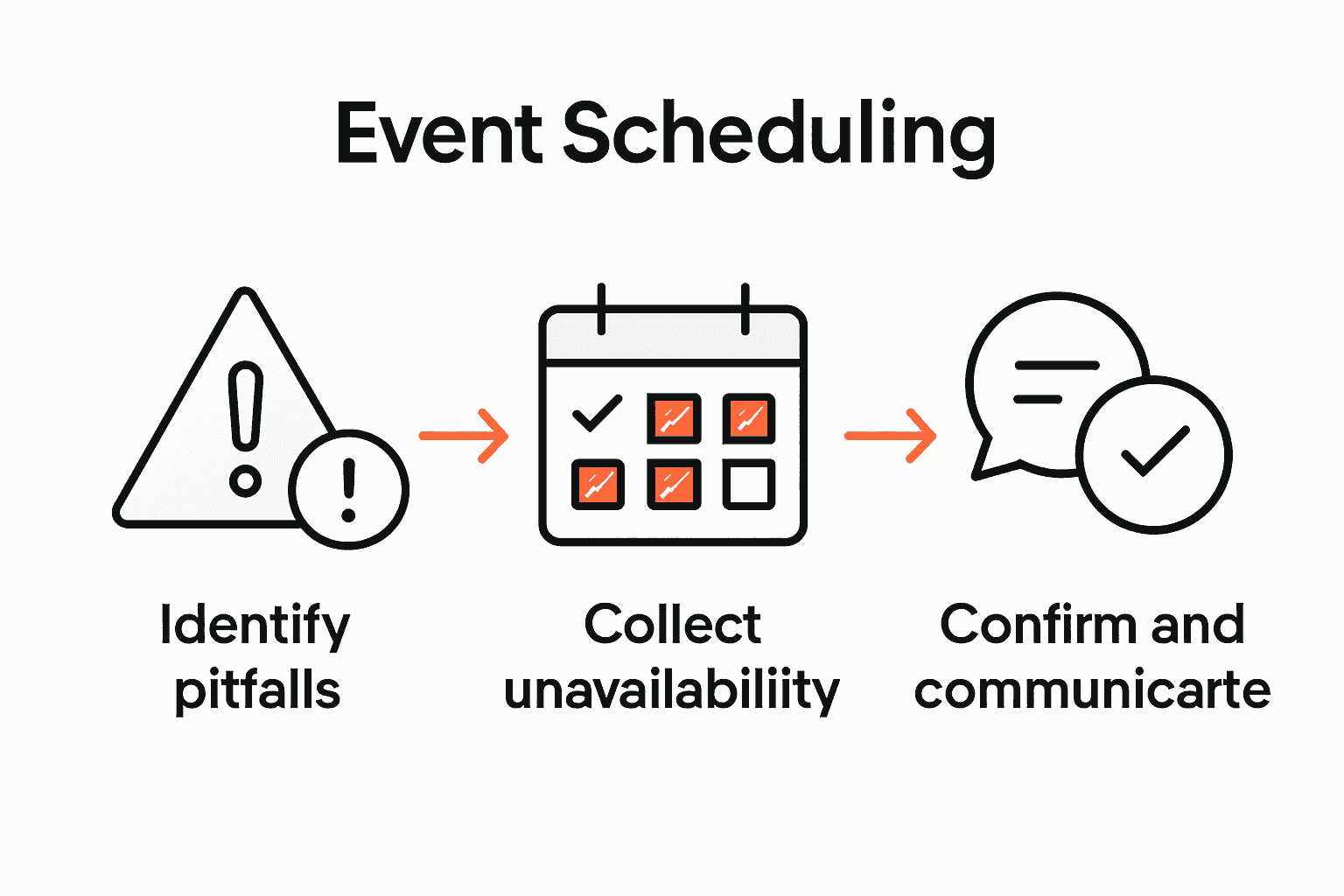 Infographic comparing key steps to stress-free event scheduling