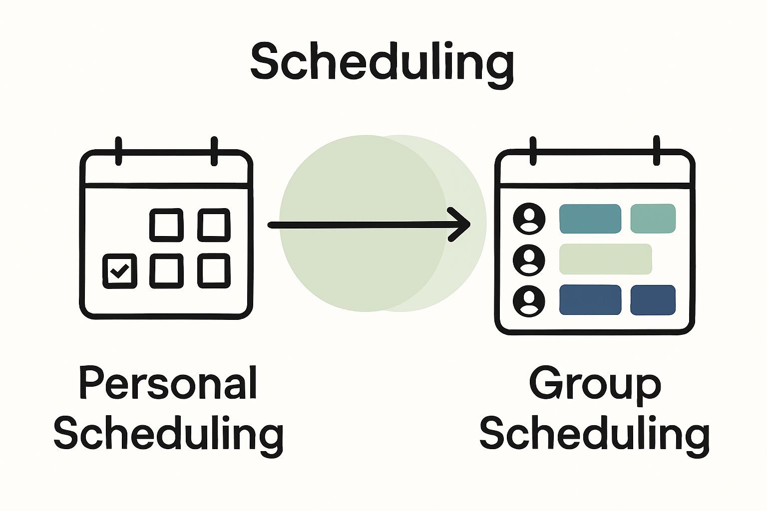 Infographic comparing individual and group scheduling processes