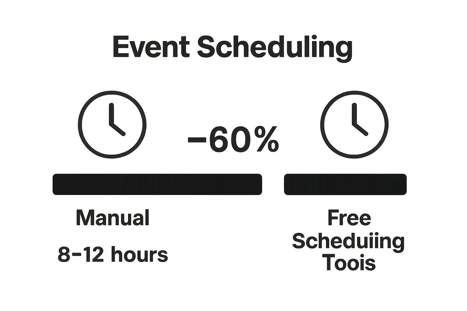 Infographic comparing event scheduling time manual vs free tools